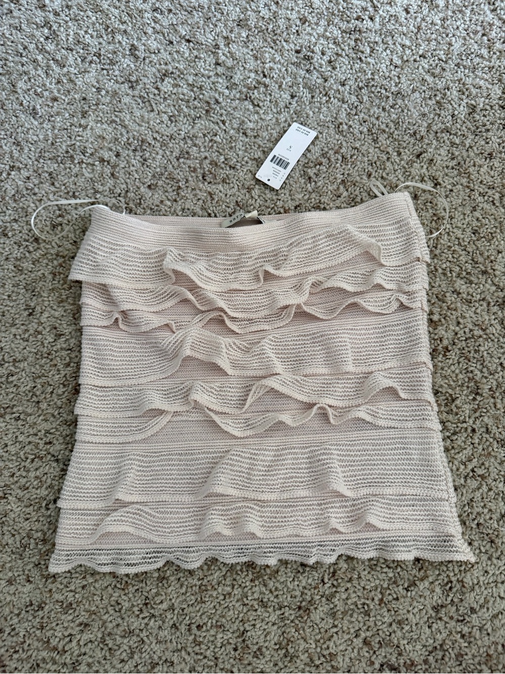 Anthropologie Layered Ruffle Knit Tube Top in Blush